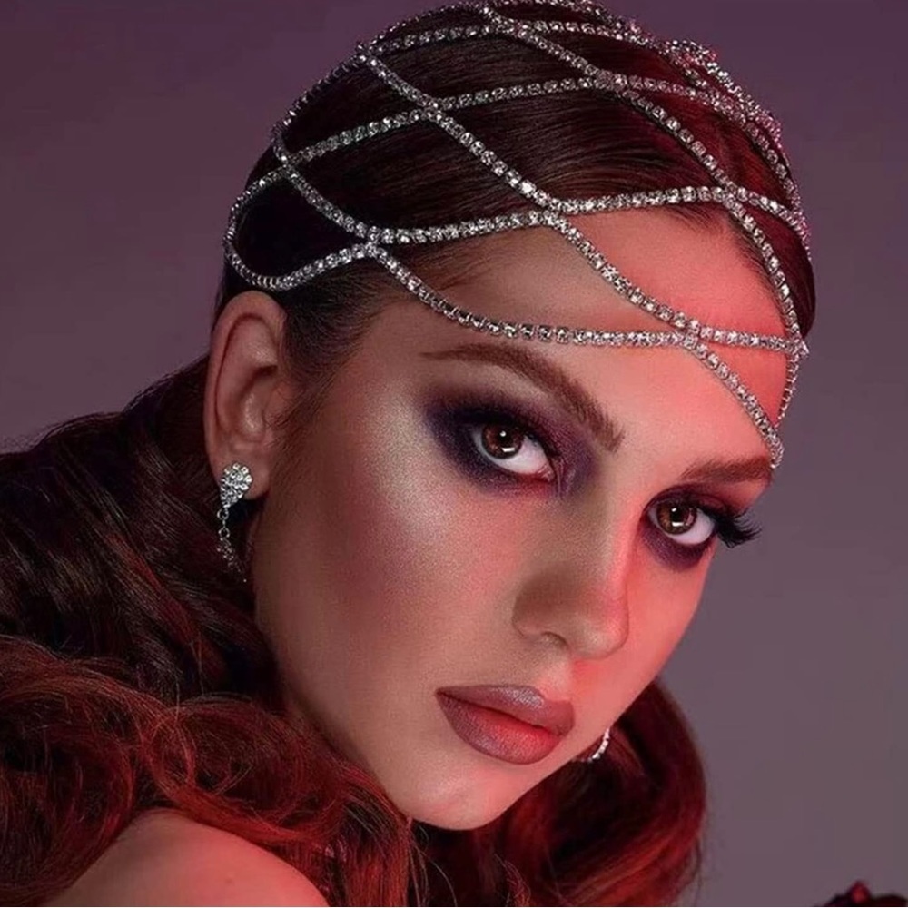 Rhinestone Special Occassion Wedding Head Piece Chain